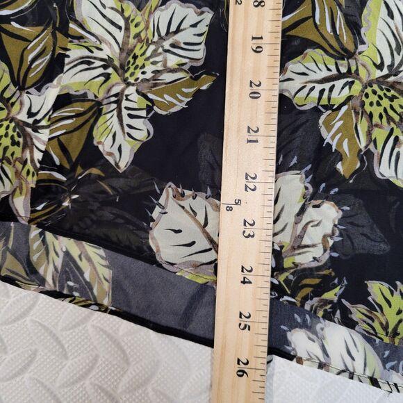 Dorothee Schumacher Black Floral Blouse Size Large (4) Viscose Fringed Back - Picture 11 of 13